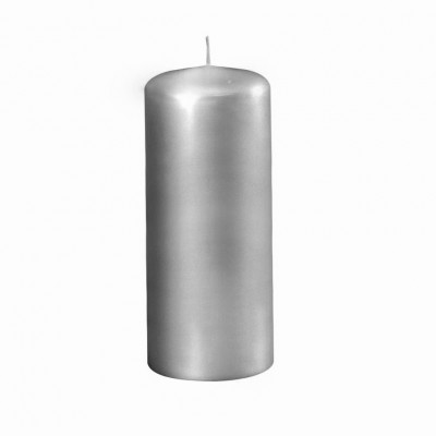 Žvakė cilindro formos 6x15cm sidabrinė