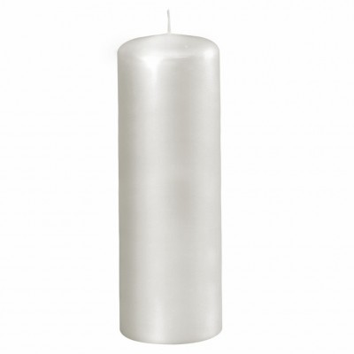 Žvakė cilindro formos 6x20cm perlo balta